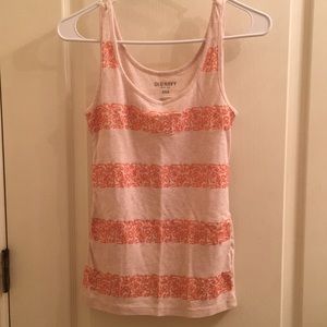 Cream tank top with orange sequins